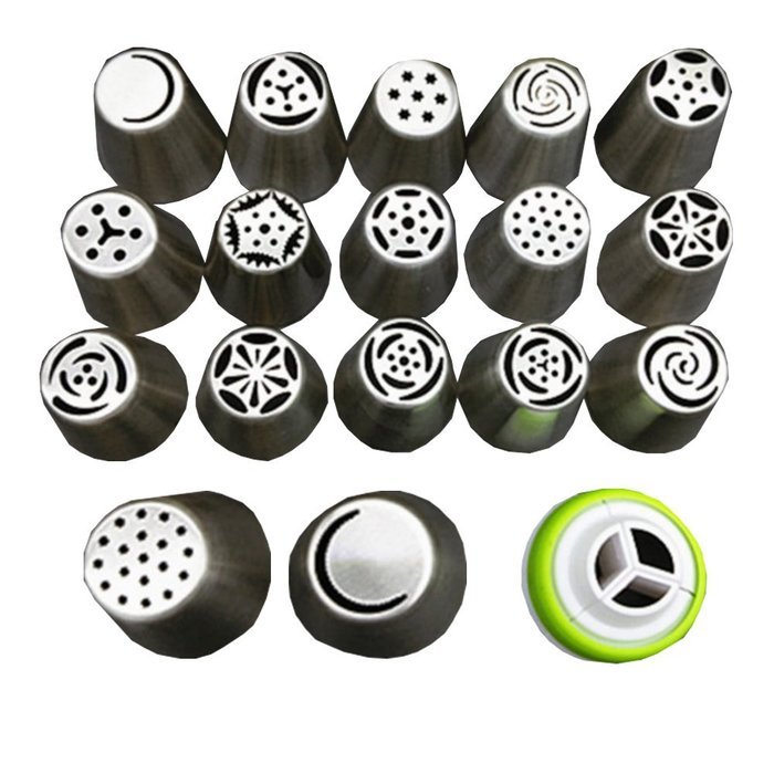 Swity Home 17 Piece Set Stainless Steel Russian Piping Pastry Tips for Decorating Cake and Icing Cupcake, 1 Large...