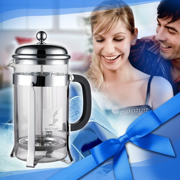 SterlingPro French Coffee Press 8 Cup (1 liter, 34 oz), Chrome N2