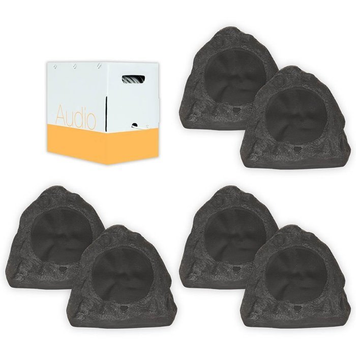 Theater Solutions 6R6L Outdoor Lava 6.5" Rock 6 Speaker Set with Wire for Yard Pool Spa Patio Garden