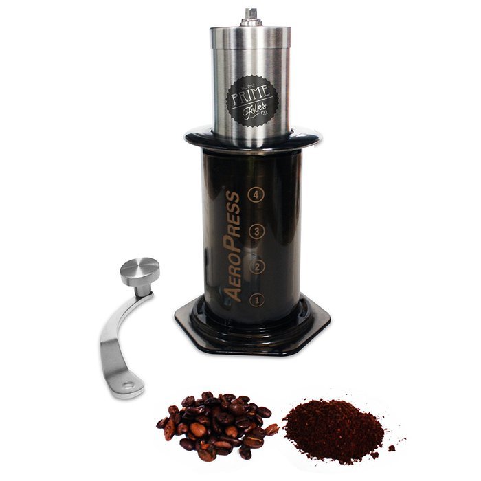 Manual Stainless Steel Coffee Grinder ~ Ceramic Grinding Plates ~ Compatible with Aeropress for Compact Travelling N3