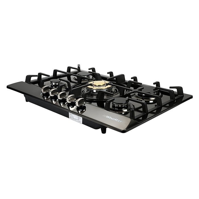 Windmax Fashion Black & Gold 30 Inch Stainless Steel 5 Burner Built-In Stove Natural Gas Cooktop N2