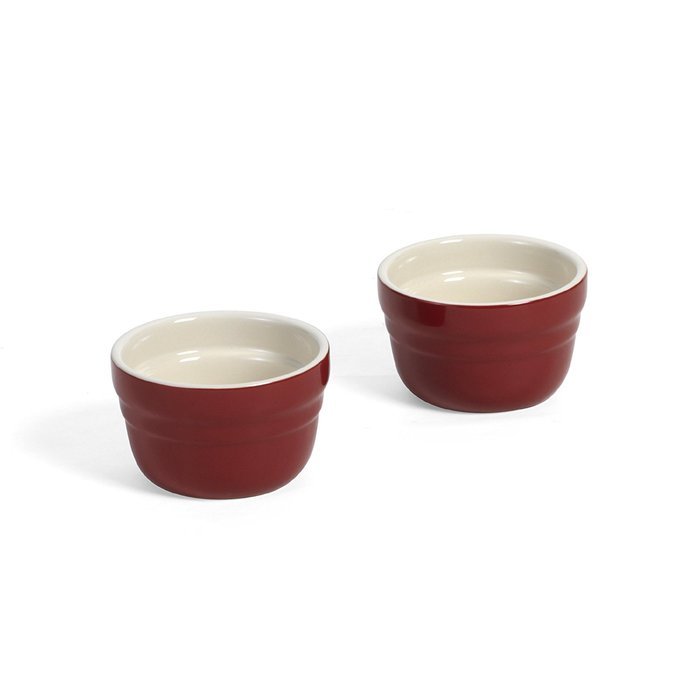 Baker's Advantage Ceramic Ramekins, Set of 2, Red