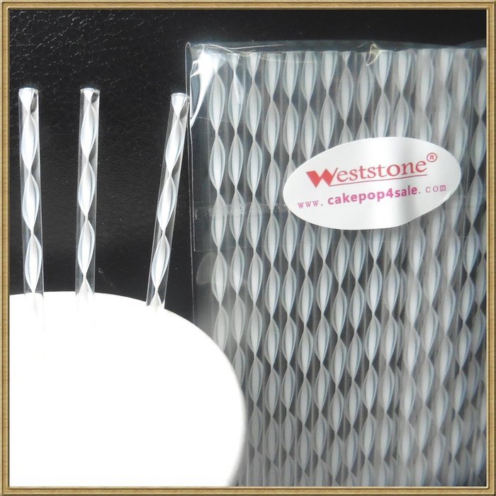 Weststone - 50pcs Colorful Acrylic swirl sticks for cake pop or lollipop candy (Pink) N7