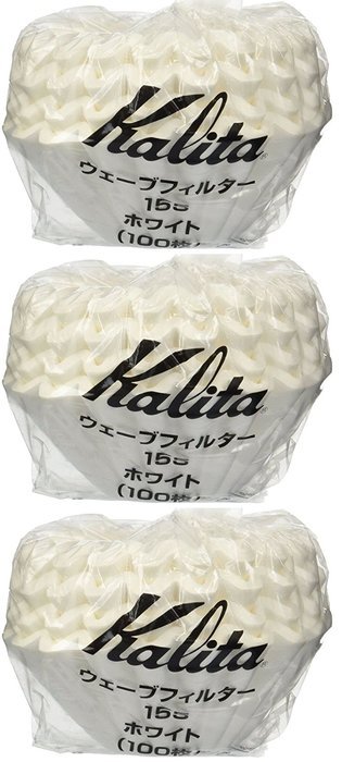 3 X Kalita: Wave Filter 155 [1-2 persons] White , # 22201, 3-Pack Value Set (Total of 300 Sheets) + Original Storage... N2