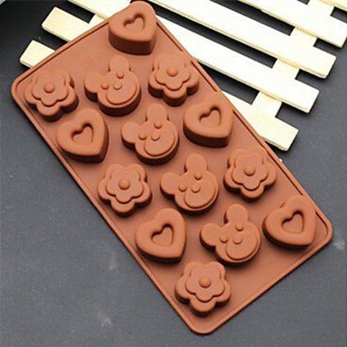 Sher Flower Bear Heart Shape Cake Ice Jelly Chocolate Molds,Silicone 20&iexcl;&Aacute;10.5&iexcl;&Aacute;2 CM(7.9&iexcl;&Aacute;4.1&iexcl;&Aacute;0.8 INCH) N2