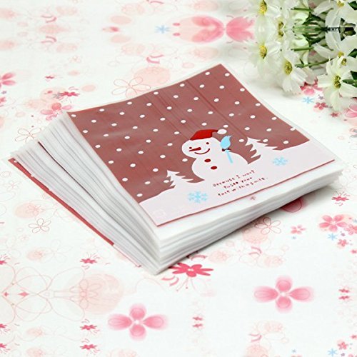 100pcs/lot Lovely Christmas Snowman Cookie Bag Ziplock N2