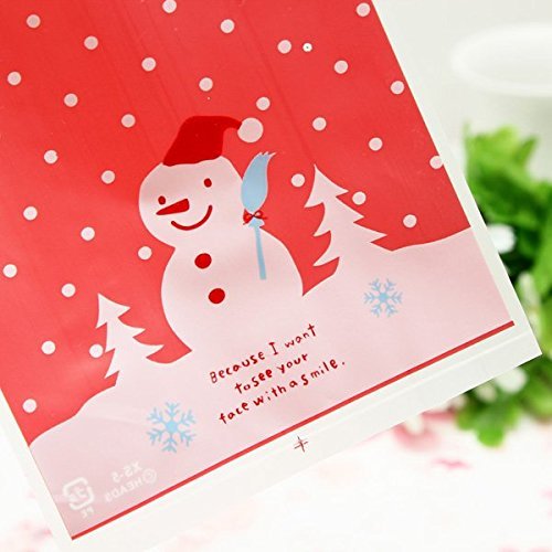 100pcs/lot Lovely Christmas Snowman Cookie Bag Ziplock N4