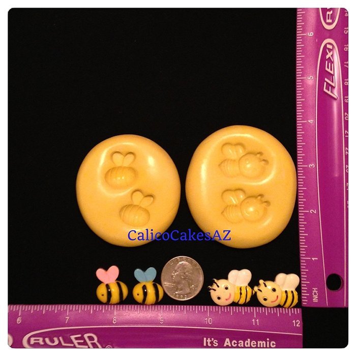 4 Bee Fondant Mold Set Chocolate Candy Gumpaste Soap Resin Clay
