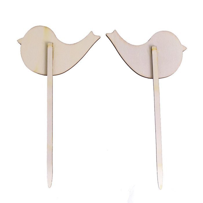 Set of 2pcs we do Love Birds Wooden Cake Topper Sticks Wedding Cake Photo Props N5