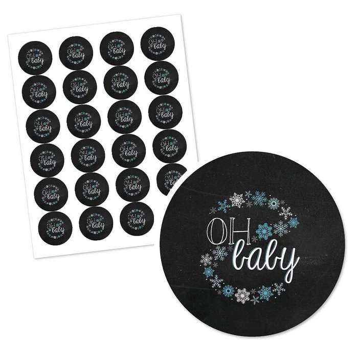 Oh Baby - Winter - Baby Shower Cupcake Picks with Stickers - Party Cupcake Toppers - 12 Count N3