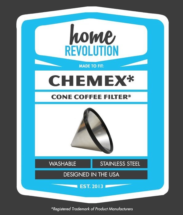 Chemex 6, 8, 10 Cup Comparable Washable & Reusable Stainless Steel Cone FS-100 Coffee Filter Replacement; Home...