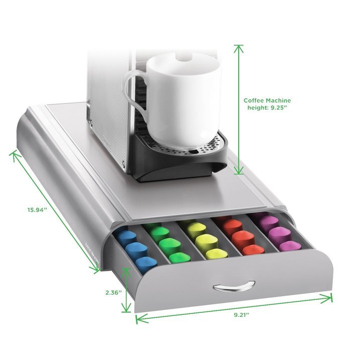 Mind Reader Anchor' Coffee Pod Storage Drawer for 50 Nespresso Capsules, White N71