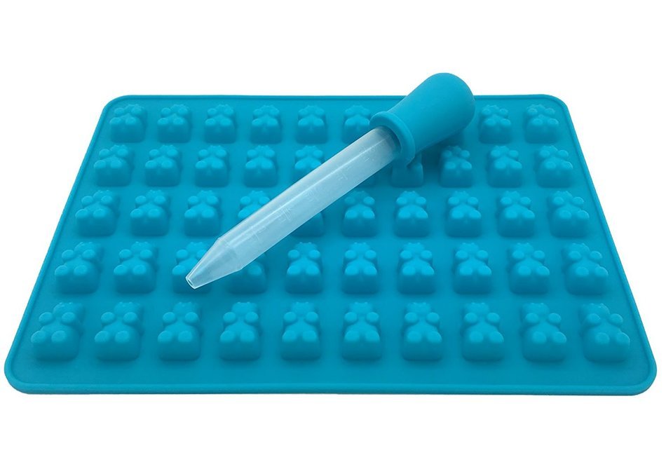Okallo Products Silicone Gummy Bear Mold - Perfect for Chocolate, Candy, Gummies, and More! (Blue - 2 Molds with...