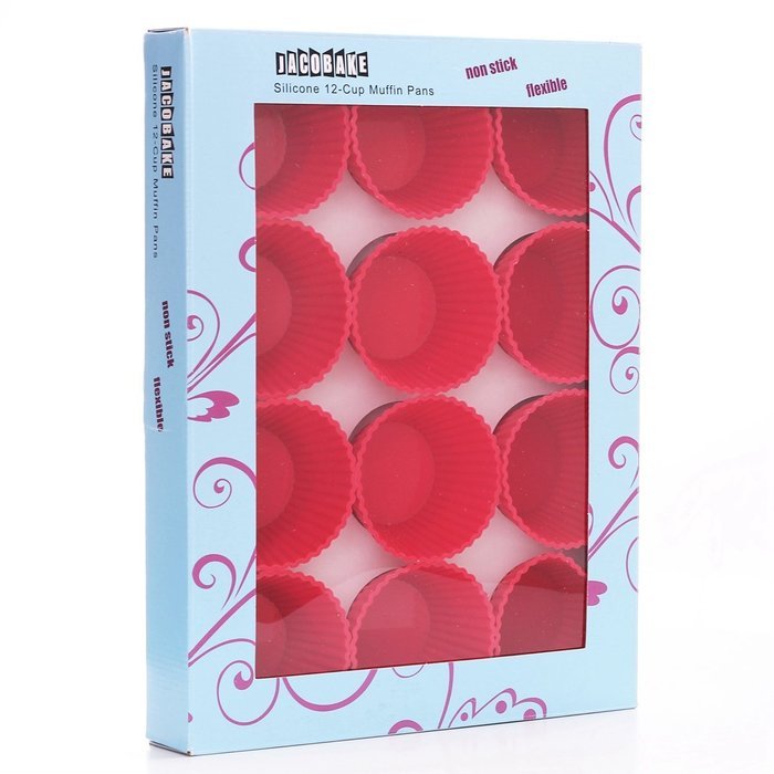 Jacobake Silicone Cupcake Liners Reusable Silicone Muffin Liners Silicone Muffin Cups for Baking(12 Pack Red)... N4
