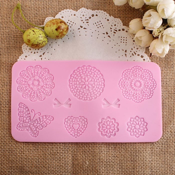 GogoForward Lace Flower Mat Butterfly Cake Fondant Stencil Pink Cake Decorating Moulds