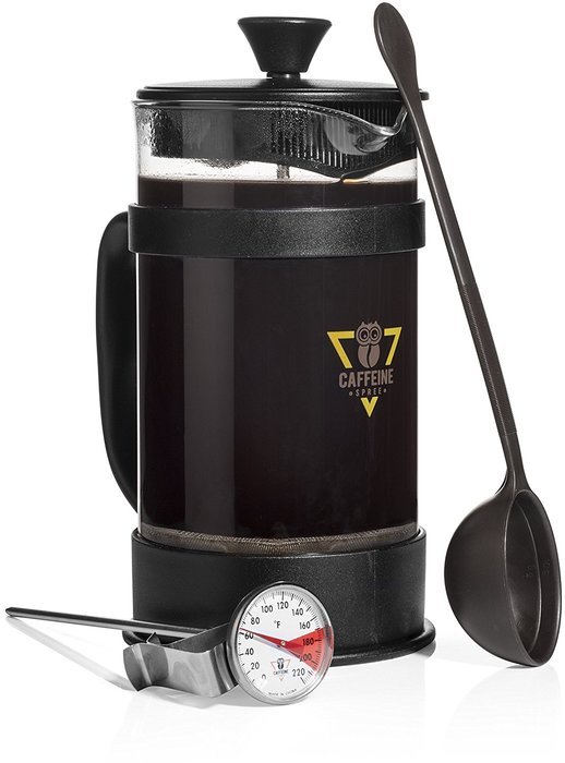 Caffeine Spree &ndash; IncrediBrew French Press Combo Pack Coffee and Tea Maker with: Stainless Steel Kitchen Thermometer... N3