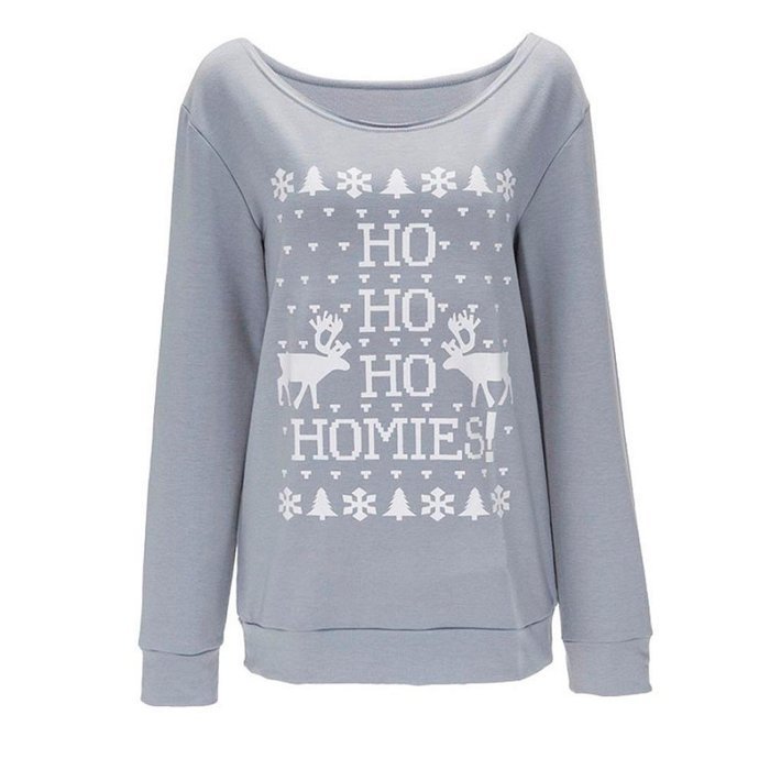 Xmas Pullover Shirt,Morecome Womens Christmas Printing Off Shoulder Sweatshirt (XL, Green) N11