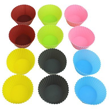 Y&XL&H Silicone Muffin Cup Round Cake Mould Cupcake Wrappers 12PCS