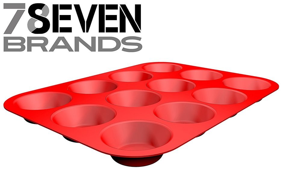 12 Slot Silicone Muffin Pan. HIGH END KITCHEN WARE. Red. SUPER VALUE! N4