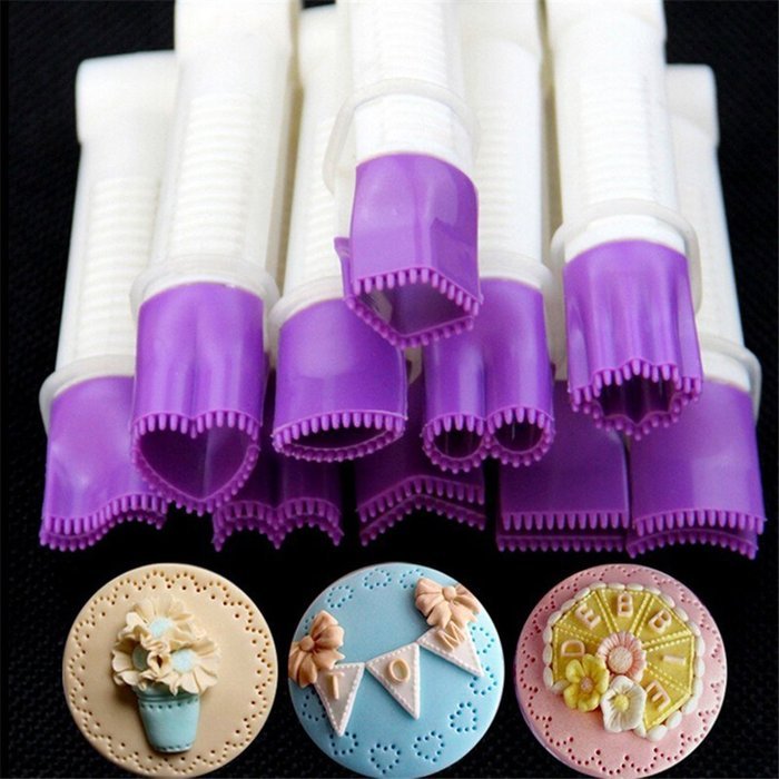 Hestio 10pcs/set Double Sugar Cake Mold Decorating Tools Edge Clip Lace Tweezers N3