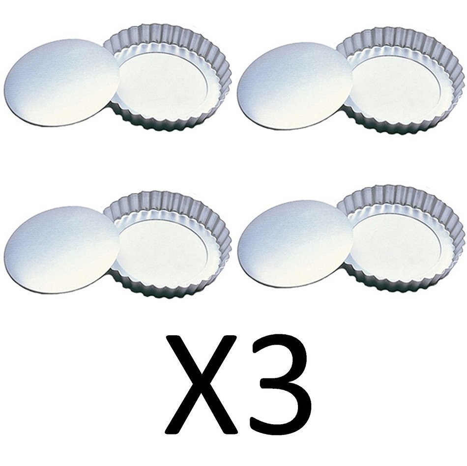 Fox Run 4" Tartlet Quiche Pan Set W/ Removable Bottom Set Of 4 Pastry (3-Pack)