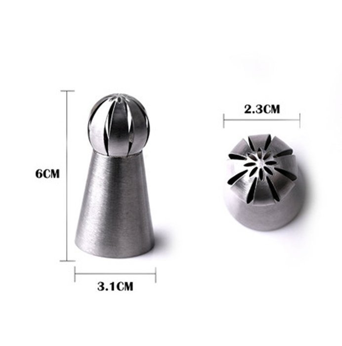 YIJIA Sphere Shape Cream Stainless Steel Icing Piping Cupcake Nozzle Decorating Baking Tools A06 pack of 4