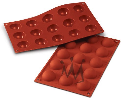 Silicone Bakeware: Half-Sphere .68 Oz, 1.57" Dia. x .79" Deep, 15 Cavities