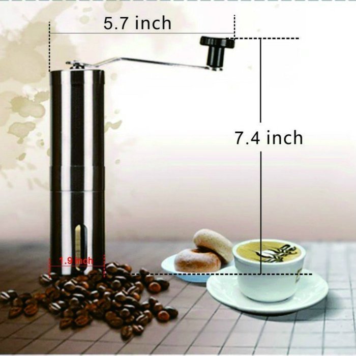 Polkar Premium Manual Coffee Grinder With Adjustable Conical Ceramic Burrs -Stainless Steel Body and Hand Crank... N2