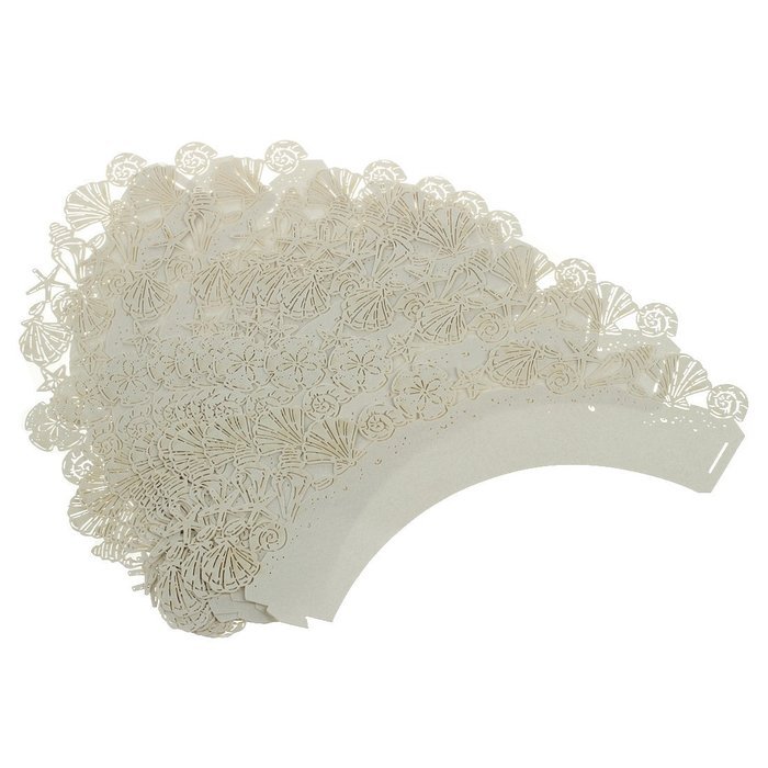 SODIAL(R)10 Pcs Sea shells cupcake wrappers,16 colours UK seller(Ivory) N5