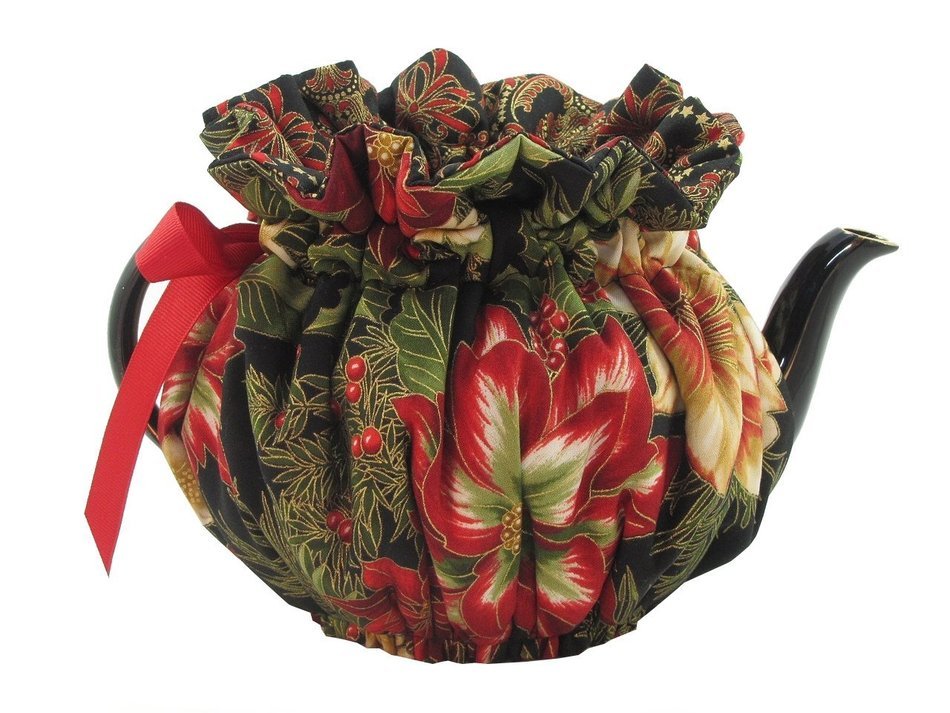 Tea Cozy Fully Lined in Contrast Fabric 8 Cup Size (Mod Cherries) N3