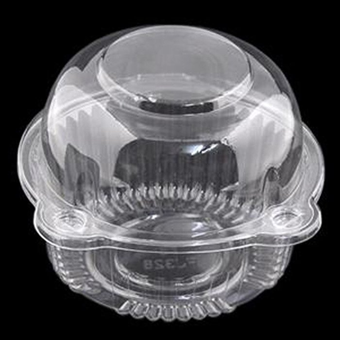 100/Pack Transparent Clear Jumbo Cupcake Box Pods BPA-Free Containers Hinged-Style N3