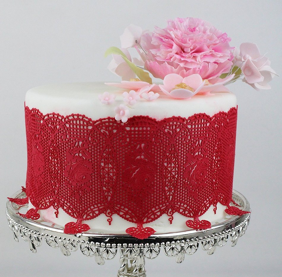 Art Deco Roses SLM07 Large Silicone Lace Cake Mat Fancy Edible Sugar Mould