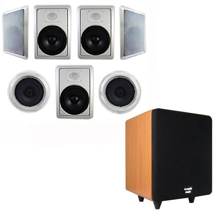 Acoustic Audio HT-87 In-Wall/Ceiling 7.1 Home Theater 8" Speakers and 6.5" Powered Sub HT-87-CS65C