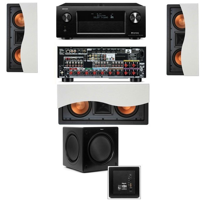 Klipsch R-5502-W II In-Wall Speaker 3.1-SW-310 Denon AVR-X4000