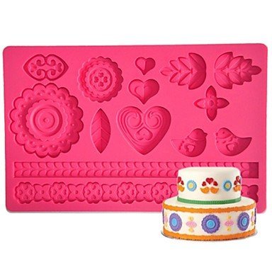 Sher FOUR-C Gumpaste Mold Cake Design Mould,Cake Supplies Fondant Mat Sugar Paste Mat Cake Tools Color Pink