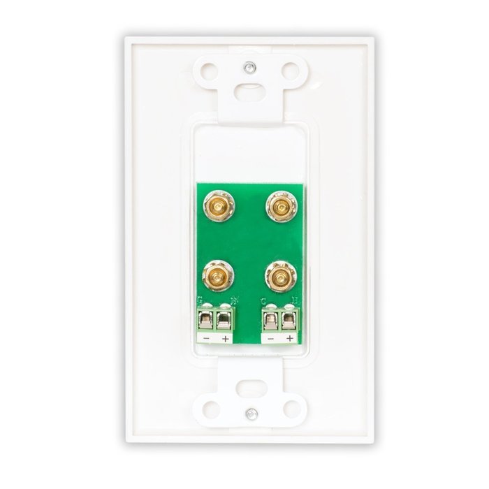 Theater Solutions WP2 2 Speaker 4 Binding Post Banana Jack White Wall Face Plate Surround Sound