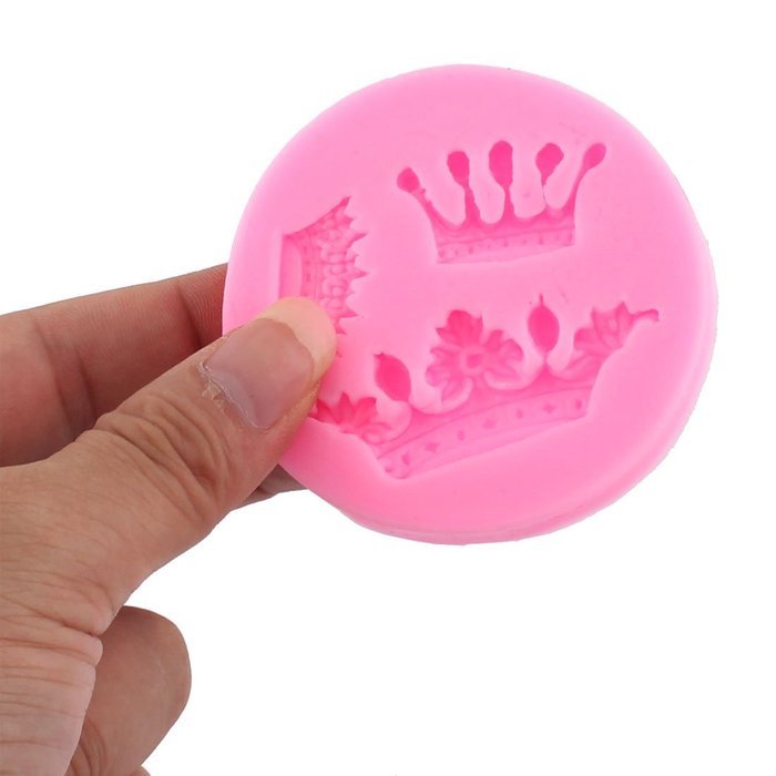 uxcell Crown Shape Silicone Cake Decorating Fondant Cookie Baking Mold Mould Mat,Pink N6