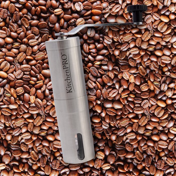 KitchenPRO Portable Premium Stainless Steel Manual Conical Burr Portable Coffee Grinder, Aeropress Compatible N5