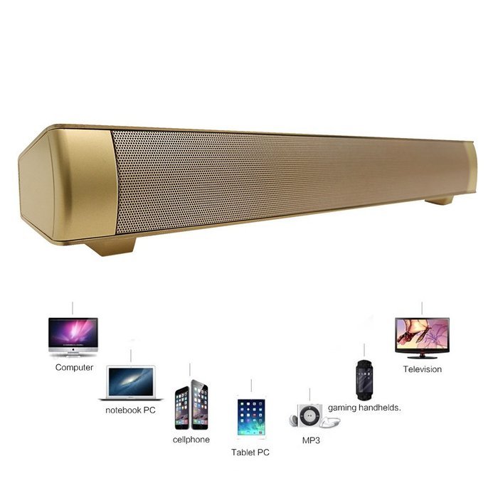 Wireless Sound Bar Bluetooth Speaker, Support TF card, 15.7in (Silver) N4