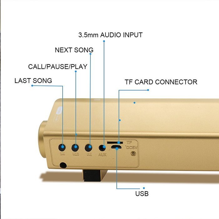 Wireless Sound Bar Bluetooth Speaker, Support TF card, 15.7in (Silver) N5