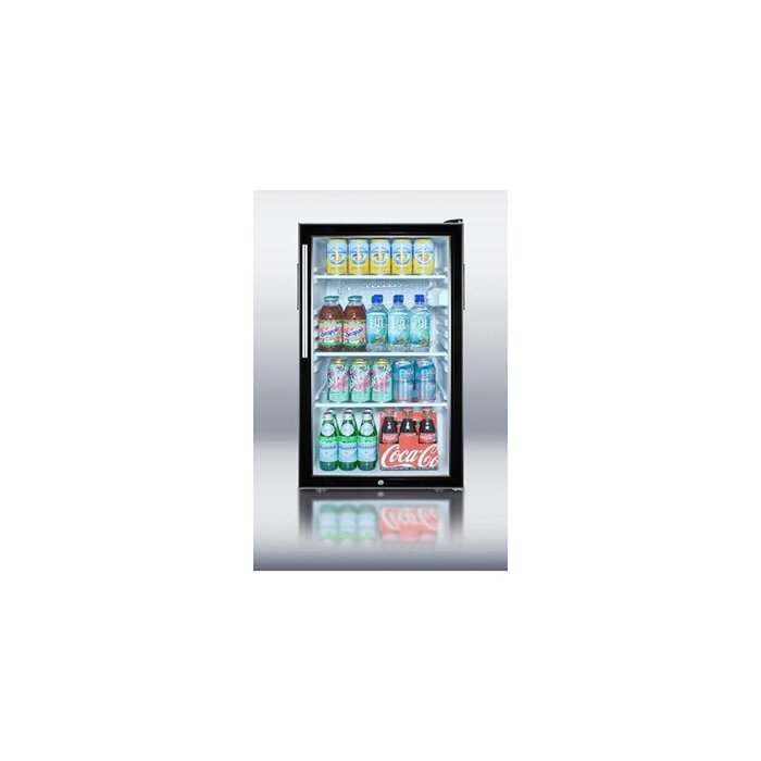 Summit SCR500BLBI7HV: Commercially listed 20" wide glass door all-refrigerator for built-in use, auto defrost... N2