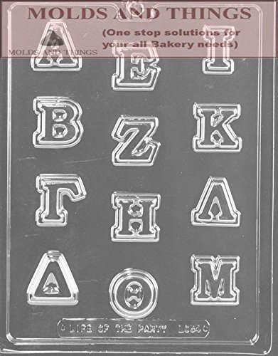 Greek Letters A-M numbers and letters Chocolate candy mold With © Candy Making Instruction -set of 2