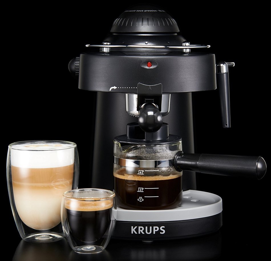 KRUPS XP1000 Steam Espresso Machine with Frothing Nozzle for Cappuccino, Black N5