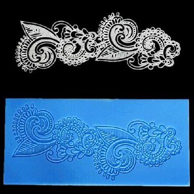 Sher Lace Fondant Cake Chocolate Resin Clay Candy Silicone Mold, L16.7cmW7.9cmH0.4cm