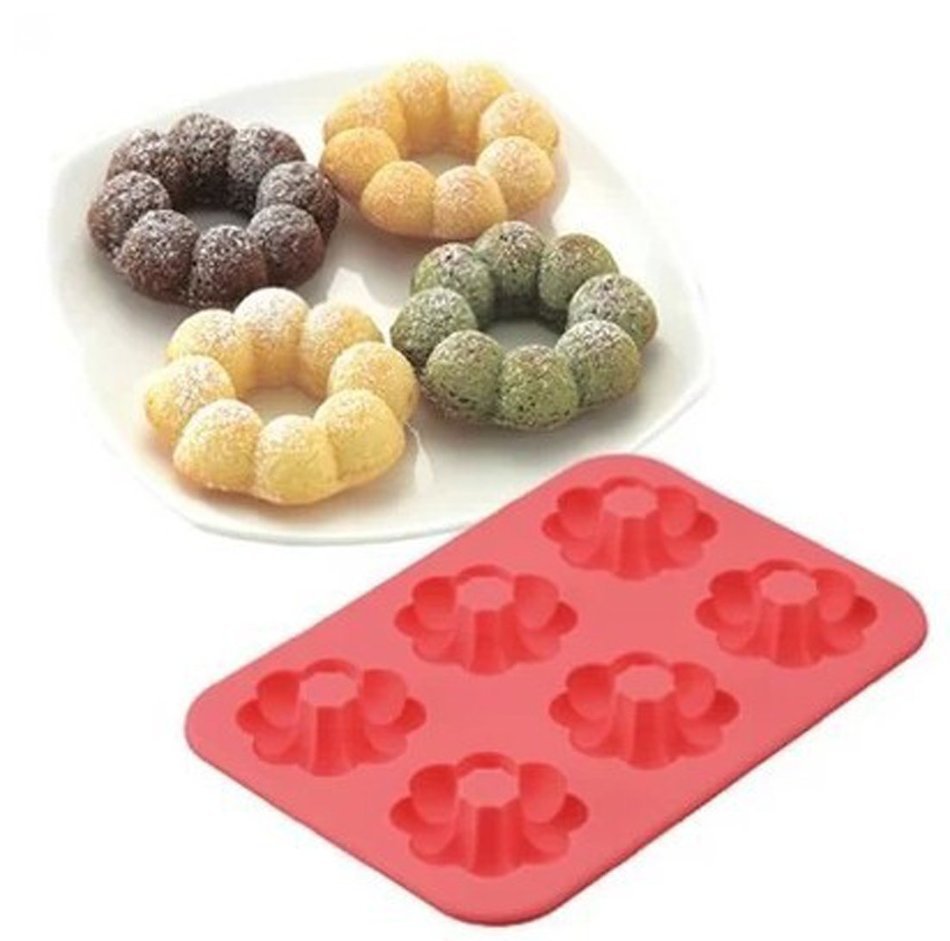 ZJCilected 6-Cavity Swirl Silicone Mini Donut Pan, Muffin Cups, Cake Mold, Biscuit Mold-Home Kitchen Baking Mold...
