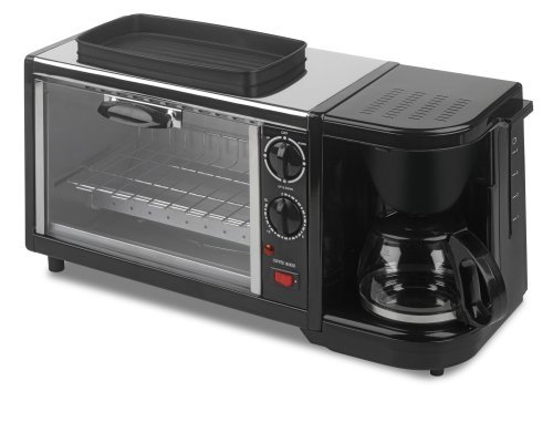 Kalorik Breakfast Set: 3-In-1 Coffee Maker/Oven/Griddle, Stainless/Black