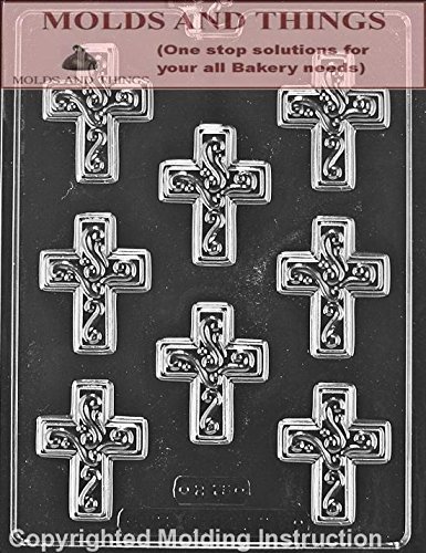 SMALL CROSS WITH SWIRL Chocolate Candy Mold With &copy; Molding Instruction - Set of 2