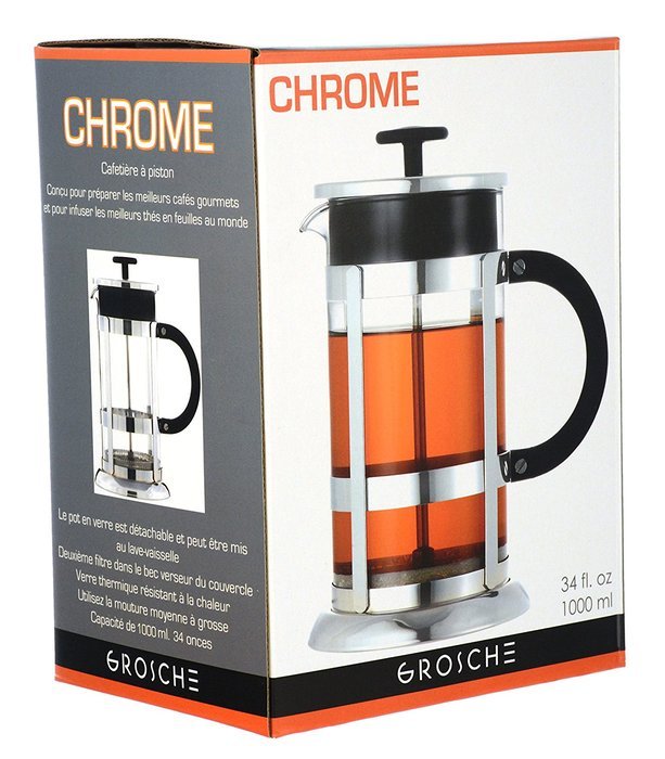 GROSCHE CHROME French Press Premium Coffee and Tea Maker Small - 350 ml (12 oz) N6