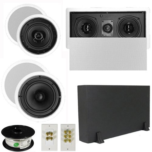 Theater Solutions 5.1 Home Theater 4 Speakers Set with Center, 8" Powered Sub and More TS5C6CL51SET1