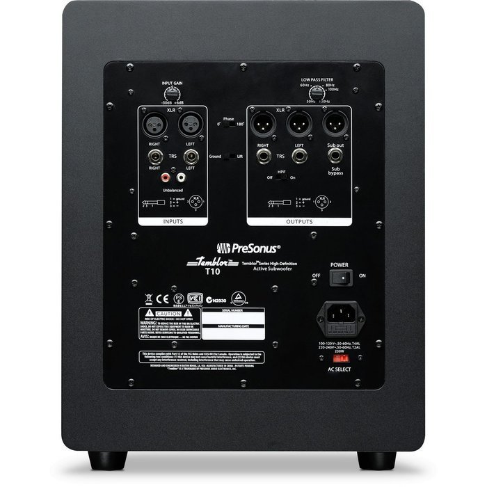 PreSonus Temblor T10 | 10in Active Studio Subwoofer N2